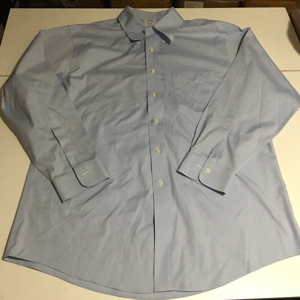Brooks Brothers Classic Fit Mens Long Sleeve Dress Shirt Size 17-34 Blue